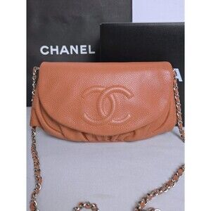 Chanel Half Moon Wallet on Chain Caviar